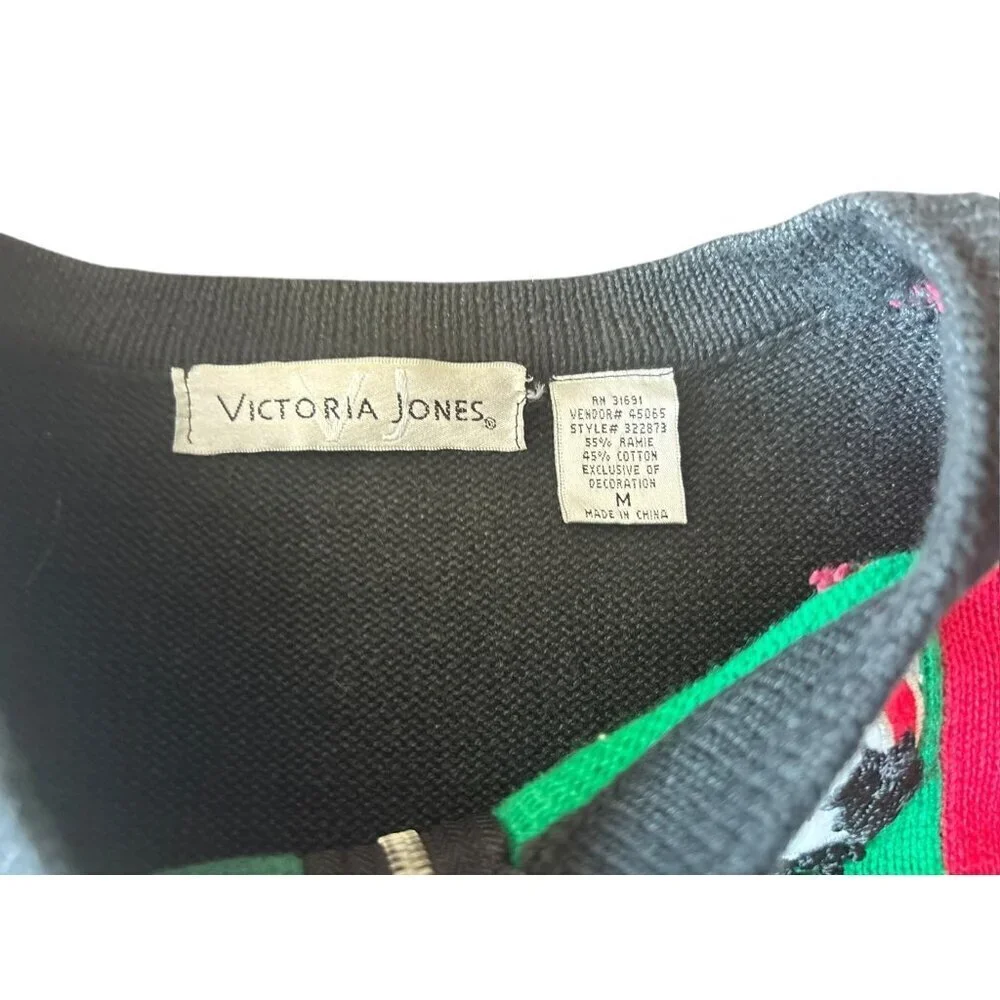 Victoria Jones Women's Red & Black Zipper Snowman Christmas Sweater - Picture 5 of 7